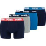 Puma - Heren Boxershort - 4-pack - Katoen - Donkerblauw, Blauw, Grijs