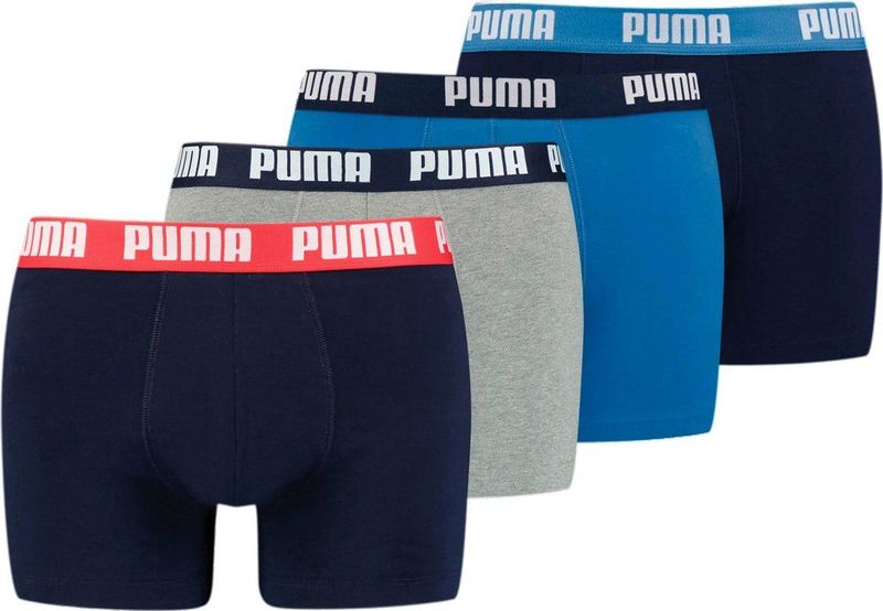 Puma - Heren Boxershort - 4-pack - Katoen - Donkerblauw, Blauw, Grijs