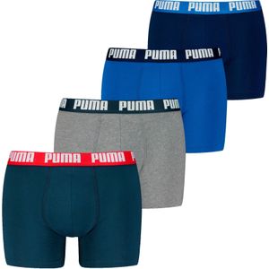 Puma - Boxershort - 4-Pack - Donkerblauw Blauw Grijs - Katoen Elastisch