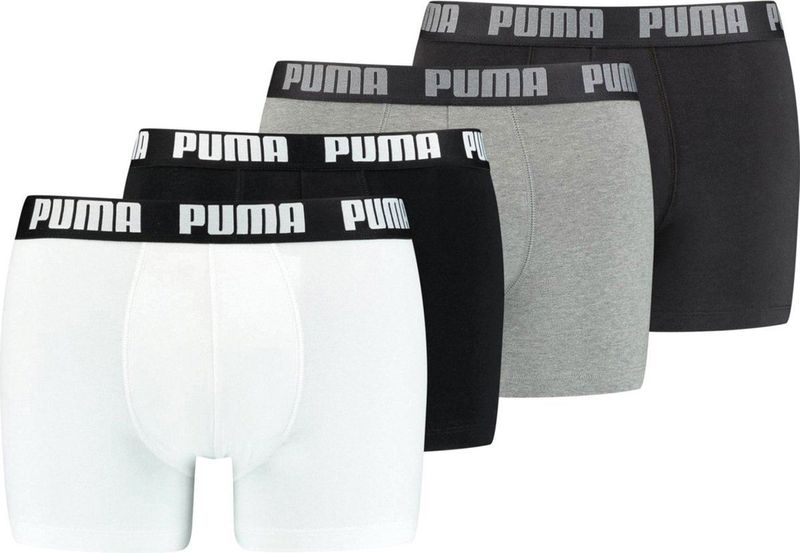 Puma - Boxershorts - 4-Pack - Zwart/Grijs - Katoen/Elastan