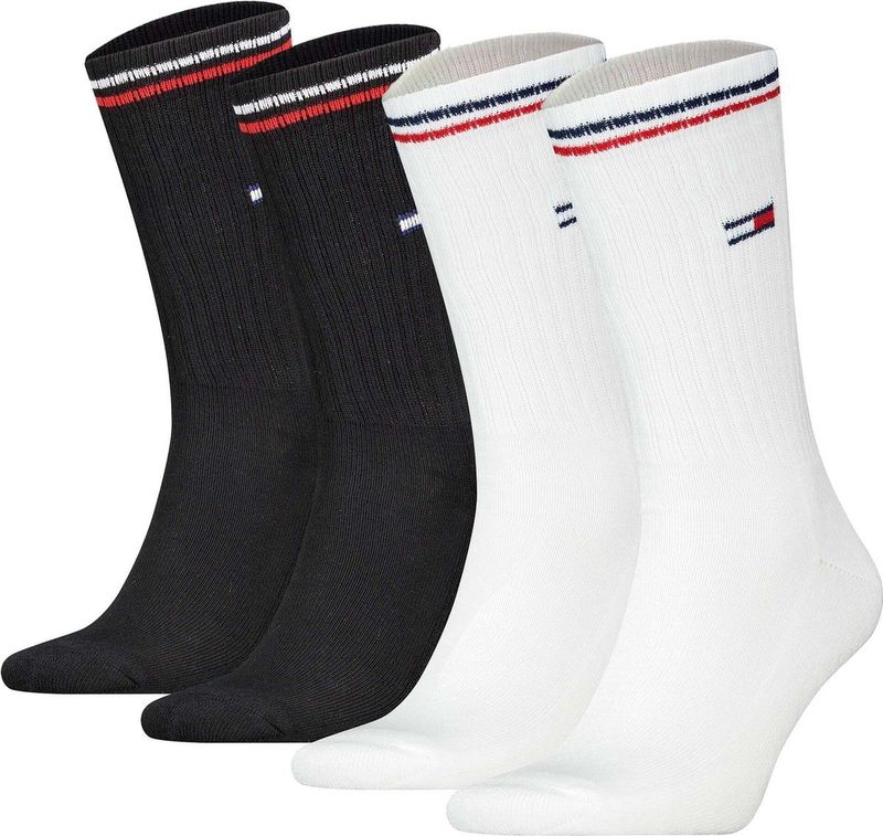 Tommy Hilfiger - TH UNI TJ SOCK 4P ICONIC - Enkelsokken - White/Black - Katoenmix
