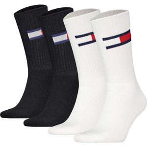 Tommy Hilfiger - TH UNI TJ SOCK 4P Flag - Enkelsokken - Wit/Zwart - Katoenmix