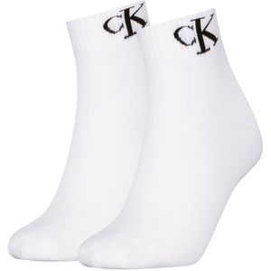 Calvin Klein - Quarter Sokken - Wit - 2 Paar - Logo Monogram
