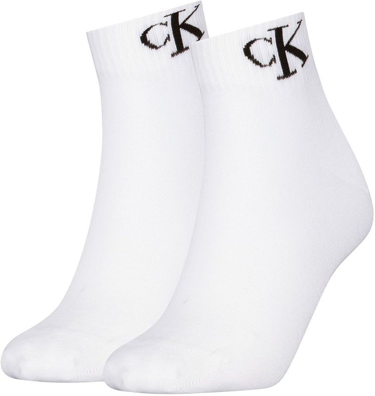 Calvin Klein - Quarter Sokken - Wit - 2 Paar - Logo Monogram