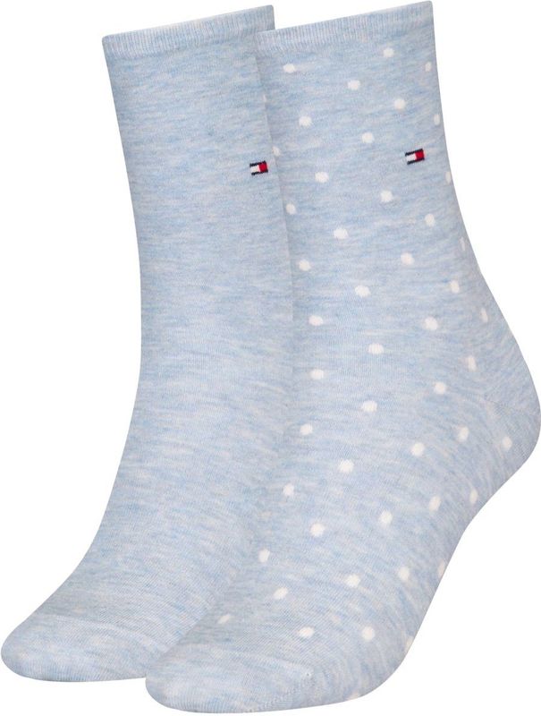 Tommy Hilfiger - Dames 2-pack Sokken - Blauw - Effen en Stippen Print