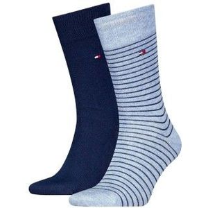 Tommy Hilfiger Herensokken met streep en uni Light blue