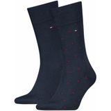 Tommy Hilfiger - 2-Pack Sokken - Blauw - Nylon, Katoen, Stretch - Melange en Stippen Dessin