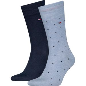 Tommy Hilfiger - 2-pack Sokken - Blauw - Katoen - Effenen en Stippen Print