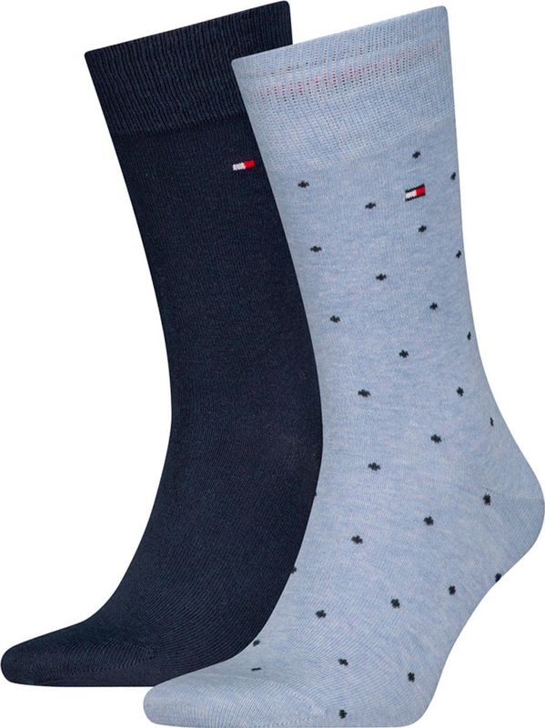 Tommy Hilfiger - 2-pack Sokken - Blauw - Katoen - Effenen en Stippen Print