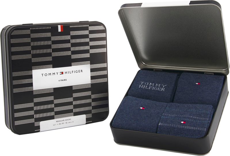 Tommy Hilfiger Socken, (4 Paar), Ideal zum Verschenken, Logoprägung, Geschenkbox