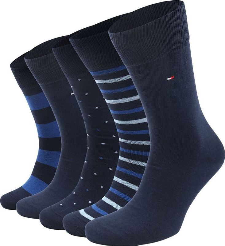 Tommy Hilfiger Cadeaubox Sokken Blauw TH Men Sock 5p Giftbox Stripe 701229782/001