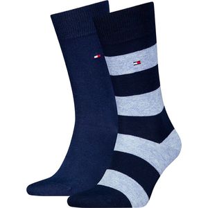 Tommy Hilfiger - Set van 2 Paar Enkelsokken - Lichtblauw Melange - Gekamd Katoen