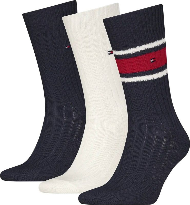 Tommy Hilfiger - Geschenkdoos met Klassieke Sokken - 3 Pack - Grijze Kleurenmix - Katoen