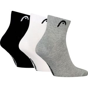 HEAD - Quartersokken Training - Grijs / Wit / Zwart - 3-pack
