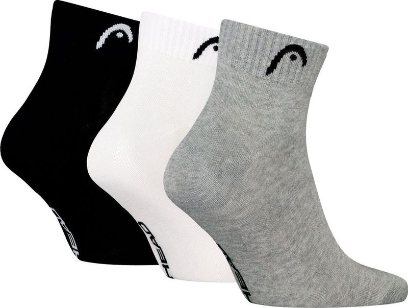 HEAD - Quartersokken Training - Grijs / Wit / Zwart - 3-pack