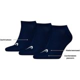 Head - Sneakersokken - Blauw - 3-paar - Katoenen Enkelsokken - Uniseks