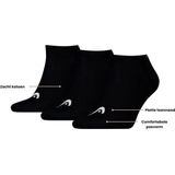 HEAD - Sneakersokken - Zwart - 3-pack - Ademend Materiaal