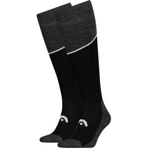 Head Ski Sokken Kniehoogte 2-pak - Beginner - Zwart - Grijs - Warme ski sokken - 42