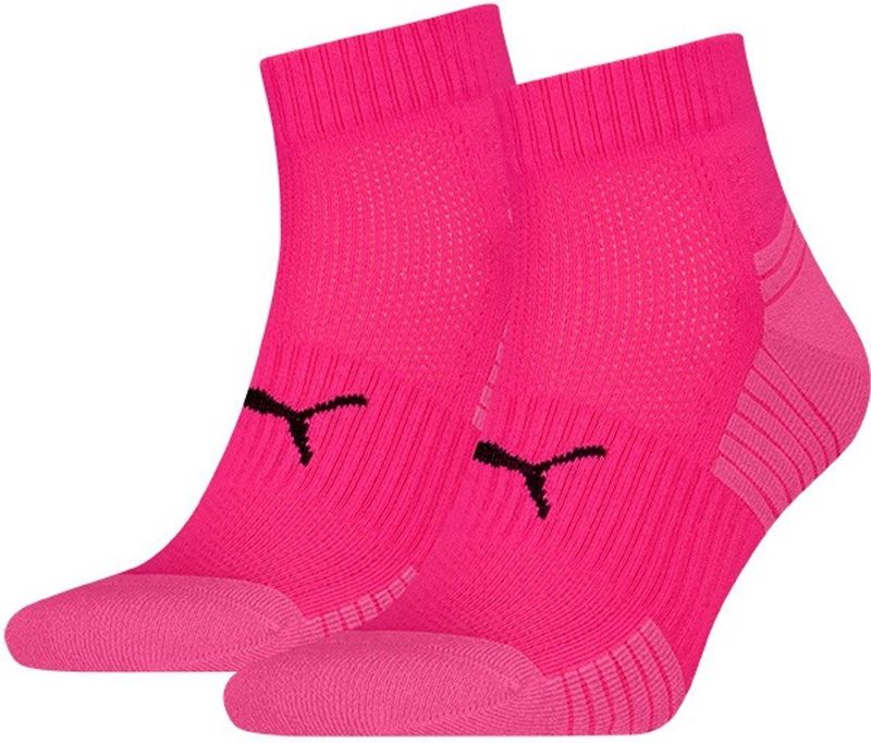 Puma - Sport Cushioned Quartersokken - Roze - 2-pack - Gerecycled Katoen
