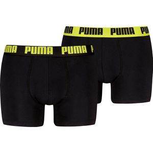 PUMA Men's Everyday Basic Boxer, zwart/geel, XL (2-pack), zwart/geel., XL