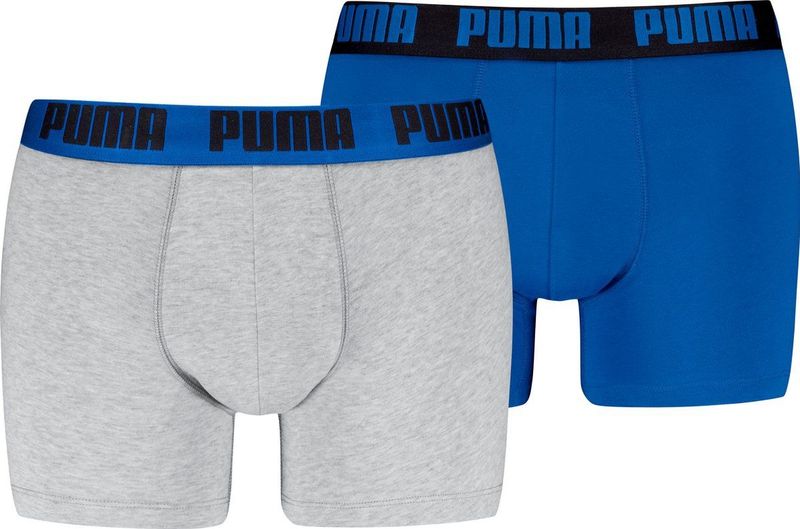 Puma - Everyday Basic - Boxershorts - Light Grey Melange / Blue - 2-pack