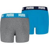 PUMA - Boxershort - Grijs mêlee/Blauw - Set van 2
