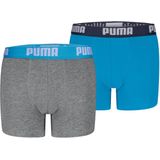 PUMA - Boxershort - Grijs mêlee/Blauw - Set van 2