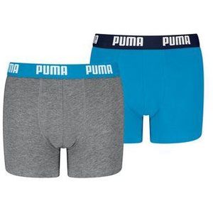 PUMA - Boxershort - Grijs mêlee/Blauw - Set van 2