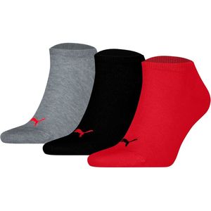 PUMA - Sneakersokken - Rood - 3 Paar