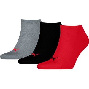 PUMA - Plain 3P - Enkelsokken - Zwart/Rood - Set van 3 stuks