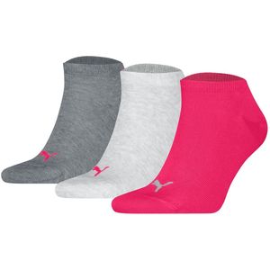 PUMA - UNISEX SNEAKER PLAIN 3P - Sneakersokken - Middle grey melange/Pink - 3 paar