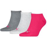 PUMA - UNISEX SNEAKER PLAIN 3P - Sneakersokken - Middle grey melange/Pink - 3 paar