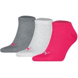 PUMA - UNISEX SNEAKER PLAIN 3P - Sneakersokken - Middle grey melange/Pink - 3 paar