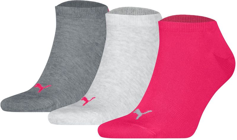 PUMA - UNISEX SNEAKER PLAIN 3P - Sneakersokken - Middle grey melange/Pink - 3 paar