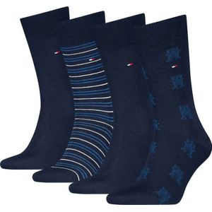 Tommy Hilfiger giftbox 4-pack sokken mixed print blauw heren