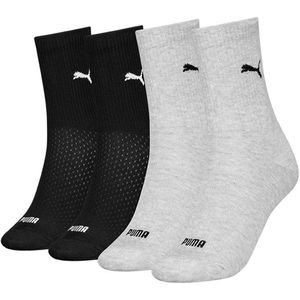 PUMA - Huissokken - Zwart en Grijs - 4 Paar - Slijtvast Katoen
