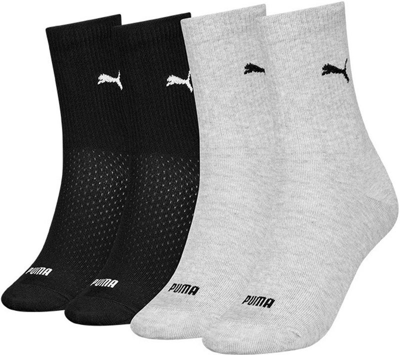 PUMA - Huissokken - Zwart en Grijs - 4 Paar - Slijtvast Katoen
