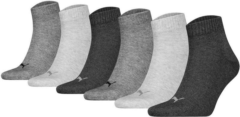 Puma - Quarter Sokken - Grijs - Katoen - 6 Paar