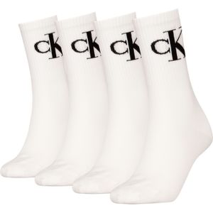Calvin Klein dames 4P sokken monogram logo wit