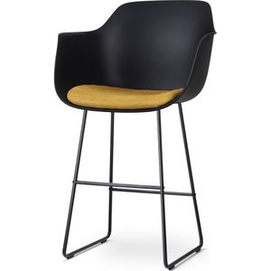 Nolon Nino-Liz barkruk zwart met okergeel zitkussen - zwart onderstel - 75 cm