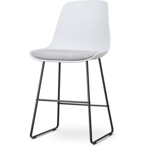 Nolon Nino-Liv barkruk wit met lichtgrijs zitkussen - zwart onderstel - 65 cm
