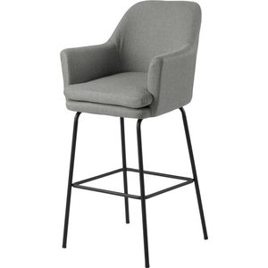 Lisomme Jez gestoffeerde barkruk lichtgrijs - 75 cm - Barstoel - Bar - met Armleuning - Grijs