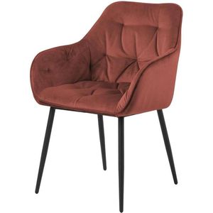 Lisomme Arian velvet Eetkamerstoel zachtroze - Met Armleuning - Velvet - Fluweel - Zwarte Poten - Gecapitonneerd