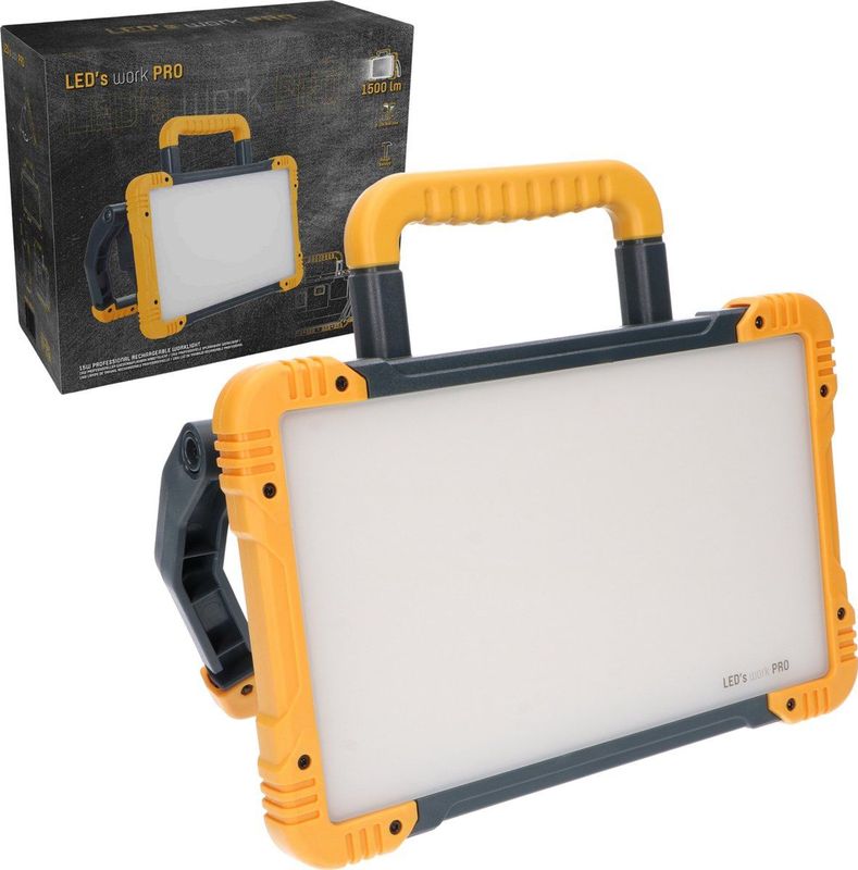 LED's Work Oplaadbare LED Bouwlamp 1500 - Draadloze werking op accu – IP54 – Rough Service Tested