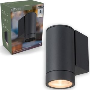 LED's Light Muurlamp voor buiten - GU10 fitting - IP44 waterbestendig - Antraciet - Model Carpi