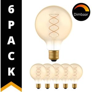 Proventa LED Filament lamp E27 - ⌀ 95 mm - Dimbaar - Warm wit - 6 pack Retro lampen