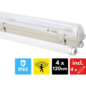 Proventa Outdoor LED TL verlichting met bewegingssensor en lichtsensor - Waterdicht - 4 x 120 cm