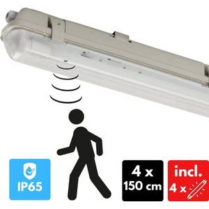 Proventa Outdoor LED TL verlichting met bewegingssensor en lichtsensor - Waterdicht - 4 x 150 cm