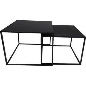 Vierkante Salontafel - 55x55x42/50x50x37 cm - Zwart - Metaal - Set van 2