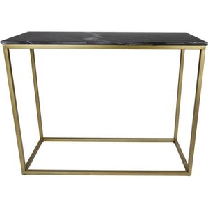 HSM Collection Console tafel Marseille - 100x35x75 cm - Zwart/goud - Marmer/metaal